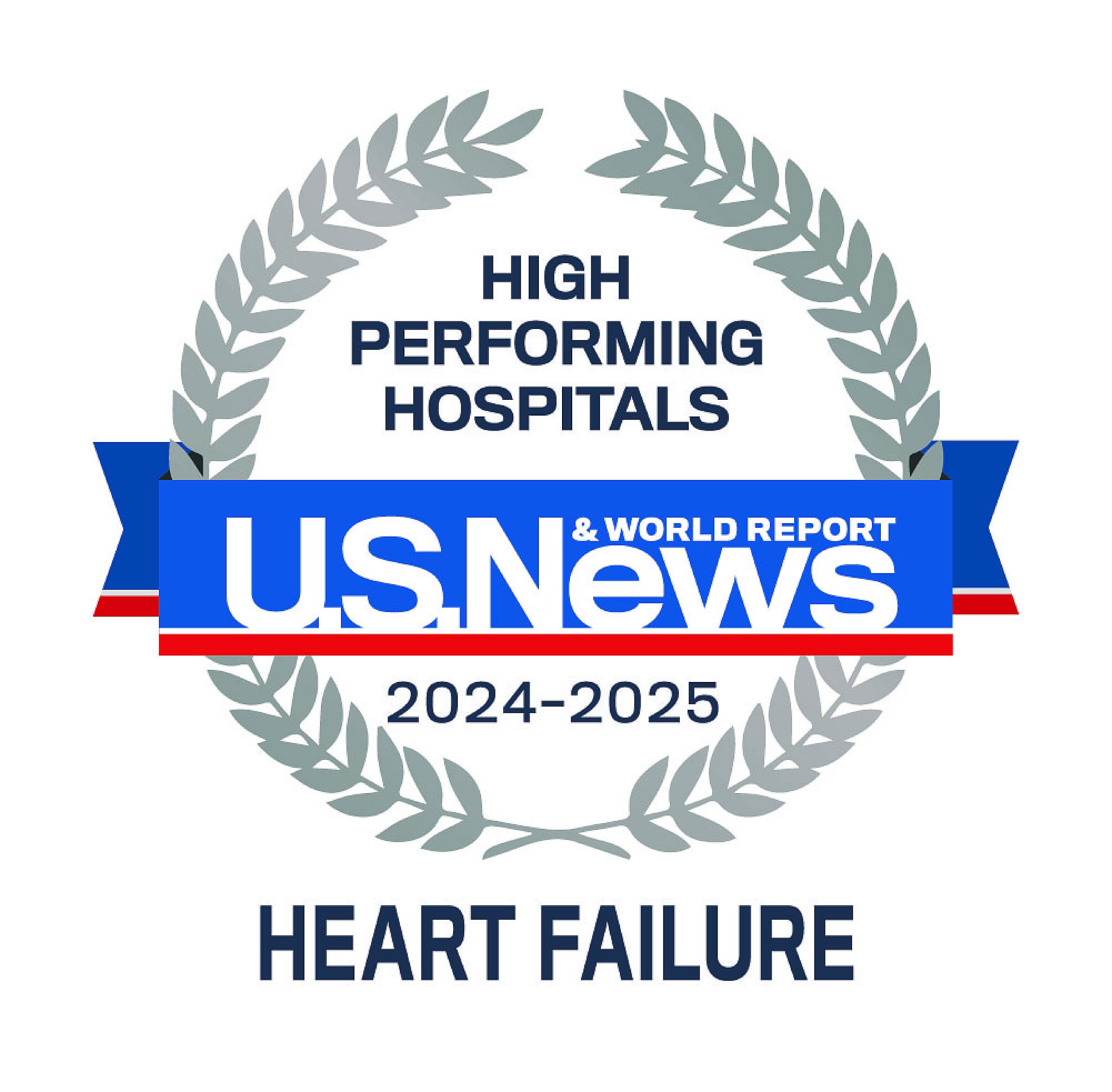 High performing treatment for heart failure treatment badge from US News & World Report 2024-2025